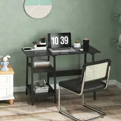 HOMCOM Compact Computer Desk with Storage Shelves, Study Table with Bookshelf, PC Table Workstation for Home Office, Study, Easy Assembly, 106 x 51cm, Black - 2