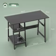 HOMCOM Compact Computer Desk with Storage Shelves, Study Table with Bookshelf, PC Table Workstation for Home Office, Study, Easy Assembly, 106 x 51cm, Black - 3