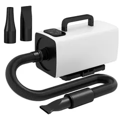 PawHut 2200W Dog Hair Dryer with Auto Adjustable Temperature & Airflow, 3 Nozzles, Digital Screen, for Dogs Cats, White - 1