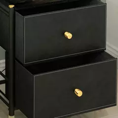 HOMCOM Faux Leather Bedside Table - Black - 8
