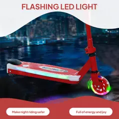 AIYAPLAY Electric Scooter for Kids Aged 4-7 Years, with Flashing LED Lights, Rear Auxiliary Wheels, Red - 5