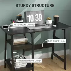 HOMCOM Compact Computer Desk with Storage Shelves, Study Table with Bookshelf, PC Table Workstation for Home Office, Study, Easy Assembly, 106 x 51cm, Black - 5