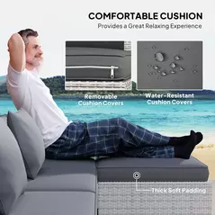 Outsunny 6 Pieces Rattan Corner Sofa Set - Mixed Grey - 6