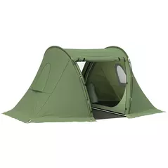 Outsunny 3 Man Camping Tent with Living Area and 2 Bedrooms, 3000mm Waterproof Family Tent with Sewn-in Groundsheet and bag, Portable Dome Shelter  for Hiking, Festival, Backpacking, Green - 1