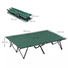 Outsunny Double Camping Cot Bed, with Bag - Green - 3