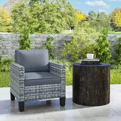 Outsunny Single Rattan Armchair, with Cushions - Light Grey - 8