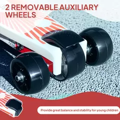 AIYAPLAY Electric Scooter for Kids Aged 4-7 Years, with Flashing LED Lights, Rear Auxiliary Wheels, Red - 4