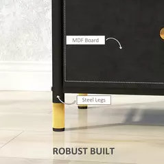 HOMCOM Faux Leather Bedside Table - Black - 6