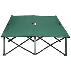 Outsunny Double Camping Cot Bed, with Bag - Green - 9