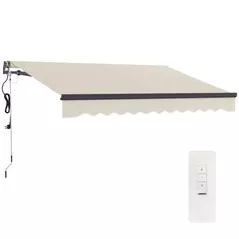 Outsunny 2.5 x 3m Electric/Manual Awning, with Remote - Beige - 1
