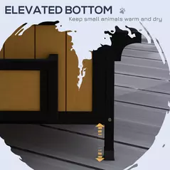 PawHut Wooden Cat House with Flower Pot, Windows, Multiple Entrances, Water-Resistant Roof for Outdoor - Yellow - 7