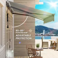 Outsunny 3 x 2.5m Electric Awning with Remote Controller, Aluminium Frame DIY Retractable Awning, UV30+ Sun Shade Canopy for Garden Patio Deck Door Window, Light Grey - 6