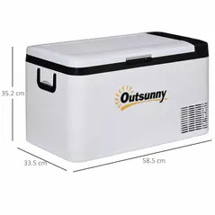 Outsunny 12V Car Refrigerator w/ LED Light & Foldable Handles, 25L Portable Compressor Cooler, Fridge Freezer with 12/24V DC and 110-240V AC for Campervan RV Boat Travel - 3