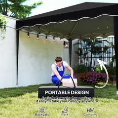 Outsunny 3 x 3cm Adjustable Height Pop-Up Gazebo, with Bag - Black - 6