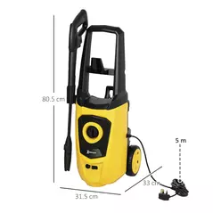 DURHAND 1800W High Pressure Washer, 150 Bar Pressure, 510 L/h Flow, High-Performance Portable Power Washer Jet Wash Cleaner with 6M Hose, Snow Foam Bottle for Garden, Car, Furniture, Yellow - 3