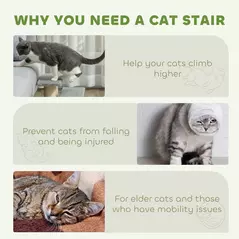 PawHut Pet Stairs 3-step Pet Ladder Cat dog Stairs Climb Ladder Cat Tree, Grey - 7