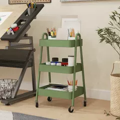 HOMCOM Three-Tier Storage Trolley - Green - 8
