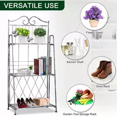 Outsunny 3 Tier Plant Stand Indoor Outdoor, Metal Plant Shelf Flower Display Rack for Potted Plants Garden Balcony Decor, 44 x 25 x 96 cm - 4
