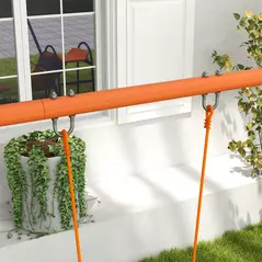 Outsunny Four-In-One Metal Garden Swing Set, with Double Swings, Glider, Slider, Ladder - Orange and Blue - 9