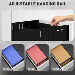 Vinsetto 3-Drawer Steel Filing Cabinet with Lock and Wheels - White - 5