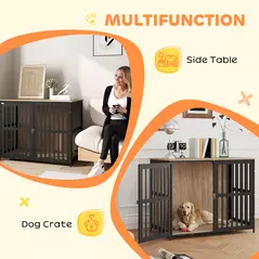 PawHut Dog Crate Furniture with Anti-Chew Resistant Mesh, Anti-Escape Single Door, for Large Dogs, 100 x 60 x 81.5 cm - 4