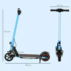 SPORTNOW Folding Electric Scooter for Kids, with Dual Brakes, Front Suspension, LED Colourful Lights, Blue - 3