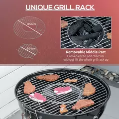 Outsunny Portable Kettle Charcoal Grill - Black - 4