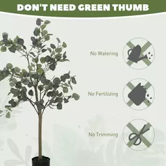 HOMCOM Set of 2 Decorative Artificial Tree, 4ft/ 120cm Silk Eucalyptus Trees with 230 Silver Dollar Leaves in Pot, Fake Plants for Home, Office, Living Room, Indoor Decor - 7