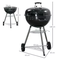 Outsunny Portable Kettle Charcoal Grill - Black - 3