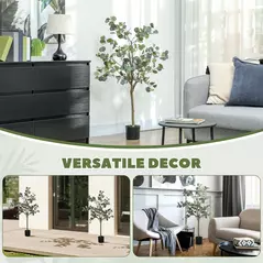 HOMCOM Set of 2 Decorative Artificial Tree, 4ft/ 120cm Silk Eucalyptus Trees with 230 Silver Dollar Leaves in Pot, Fake Plants for Home, Office, Living Room, Indoor Decor - 8