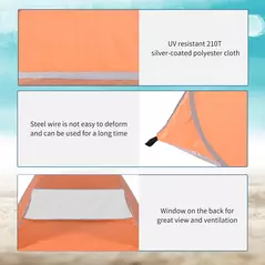 Outsunny 2 Person Pop Up UV Shelter Shade-Orange - 4