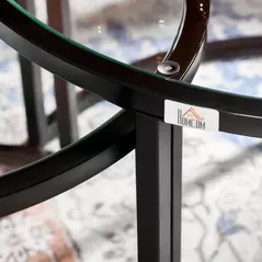 HOMCOM Two-Piece Nest of Glass-Top Coffee Tables - 8