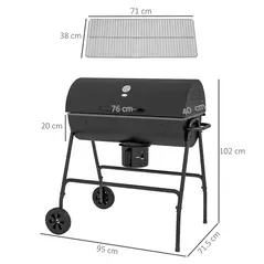 Outsunny Steel Charcoal BBQ, with Ash Catcher and Warming Rack - 3