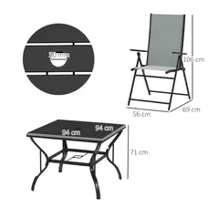 Outsunny Five-Piece Steel Frame Patio Set - Grey/Black - 3