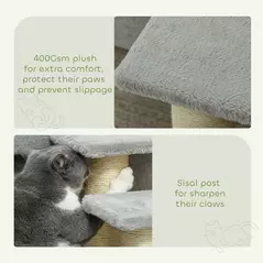 PawHut Pet Stairs 3-step Pet Ladder Cat dog Stairs Climb Ladder Cat Tree, Grey - 6