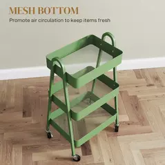 HOMCOM Three-Tier Storage Trolley - Green - 6
