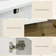 HOMCOM Storage Cabinet Slim Sideboard with Golden Hairpin Legs Adjustable Shelves for Living Room Dining Room Hallway White - 7