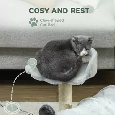 PawHut 47cm Small Cat Tree w/ Scratching Post, Bed, Cat Tunnel, Toy Ball, Grey - 5
