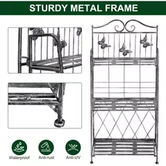 Outsunny 3 Tier Plant Stand Indoor Outdoor, Metal Plant Shelf Flower Display Rack for Potted Plants Garden Balcony Decor, 44 x 25 x 96 cm - 6