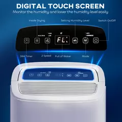 HOMCOM 20L Dehumidifier, with Touch Control - White - 4