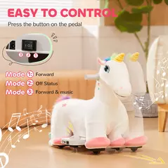 AIYAPLAY 6V Electric Ride on Unicorn, Battery Powered Kids Ride on Animal Toy with Music, Forward Control, for Ages 18-36 Months - 6