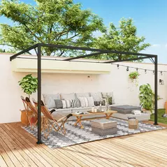Outsunny 4 x 3 m Pergola, with Sliding Canopy - Cream - 9