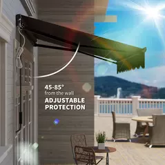 Outsunny 3 x 2.5m Electric Awning with LED Light and Remote Controller, Aluminium Frame DIY Retractable Awning, UV50+ Sun Shade Canopy for Garden Patio Deck Door Window, Dark Grey - 7