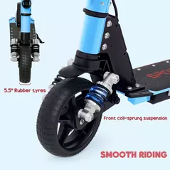 SPORTNOW Folding Electric Scooter for Kids, with Dual Brakes, Front Suspension, LED Colourful Lights, Blue - 7