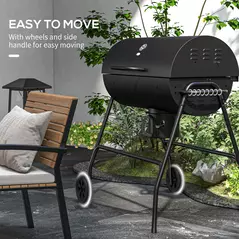 Outsunny Steel Charcoal BBQ, with Ash Catcher and Warming Rack - 7