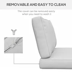 Outsunny 2 Seater Back and Seat Cushion Pillows Replacement, Patio Chair Cushions Set for Indoor Outdoor, Light Grey - 6