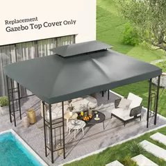 Outsunny Gazebo Roof Replacement, for 3 x 4m Frames - Grey - 2