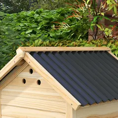 PawHut Wooden Duck House with Double Doors, Openable Roof, Ventilation Holes, Removable Base, Natural Wood Finish - 9