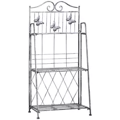 Outsunny 3 Tier Plant Stand Indoor Outdoor, Metal Plant Shelf Flower Display Rack for Potted Plants Garden Balcony Decor, 44 x 25 x 96 cm - 1