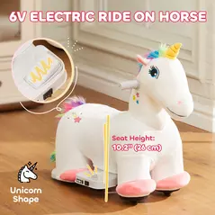AIYAPLAY 6V Electric Ride on Unicorn, Battery Powered Kids Ride on Animal Toy with Music, Forward Control, for Ages 18-36 Months - 4